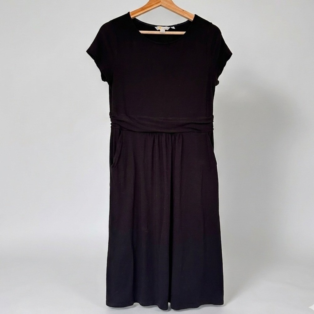 Boden Womens Black Short Sleeve Empire Waist Jersey Pocket Dress Momcore Teacher